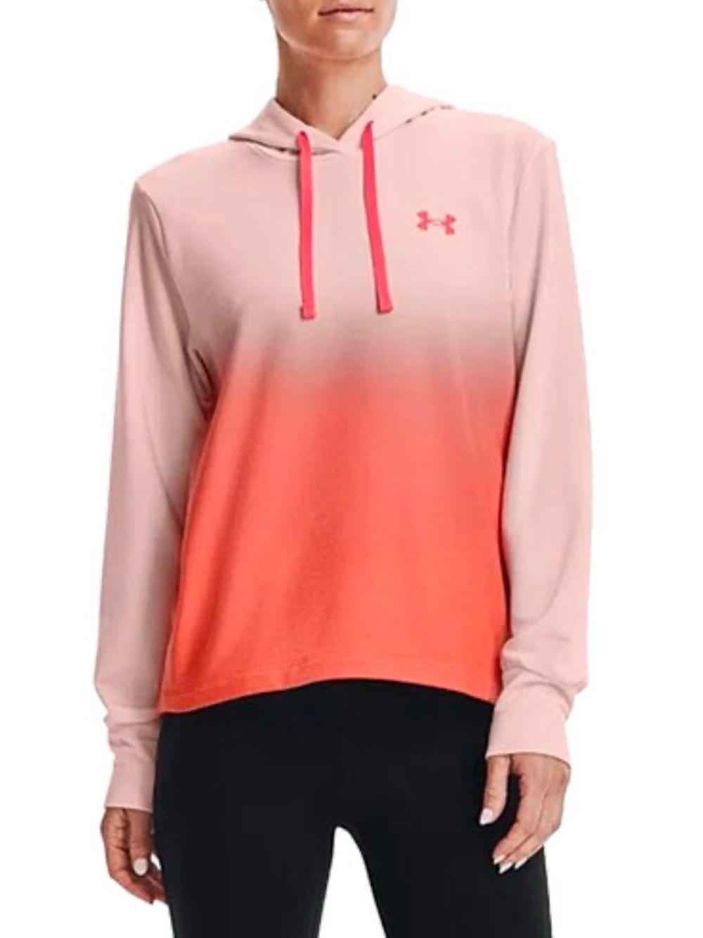 Under Armour Women's UA Rival Terry Gradient Pullover Hoodie Pink/Coral Ombre XL